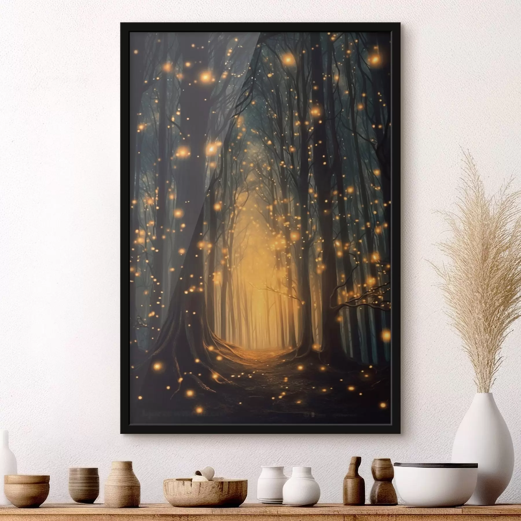 murales de pared Bosque mágico con luciérnagas f43272