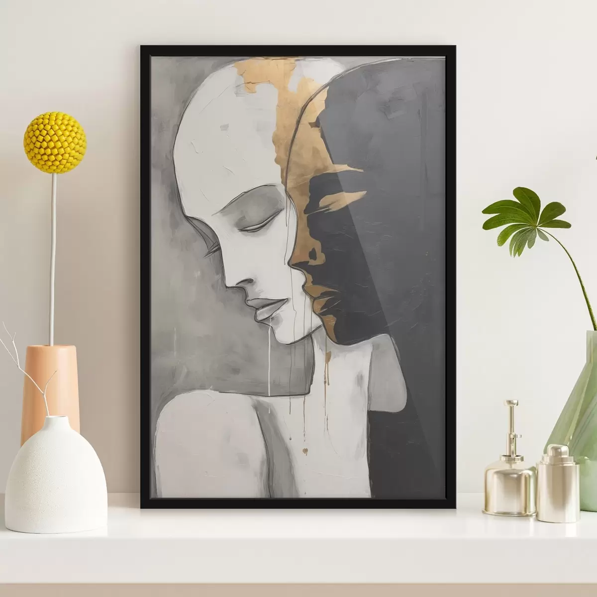 Poster Siluetas contrastadas con toques abstractos f43280