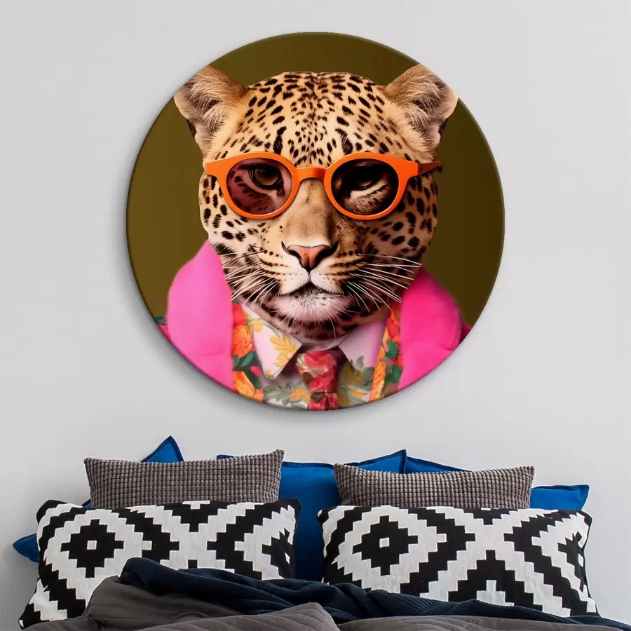 murales de pared Elegante leopardo con traje de flores r43267