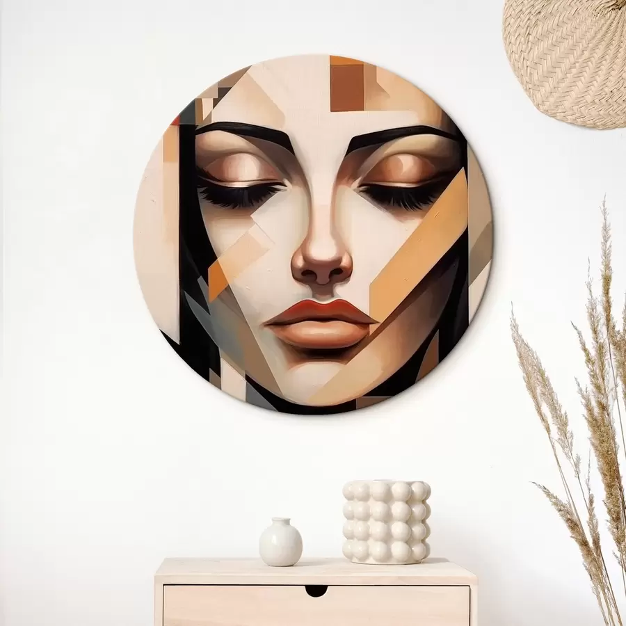 murales de pared Retrato geométrico en colores cálidos r43281