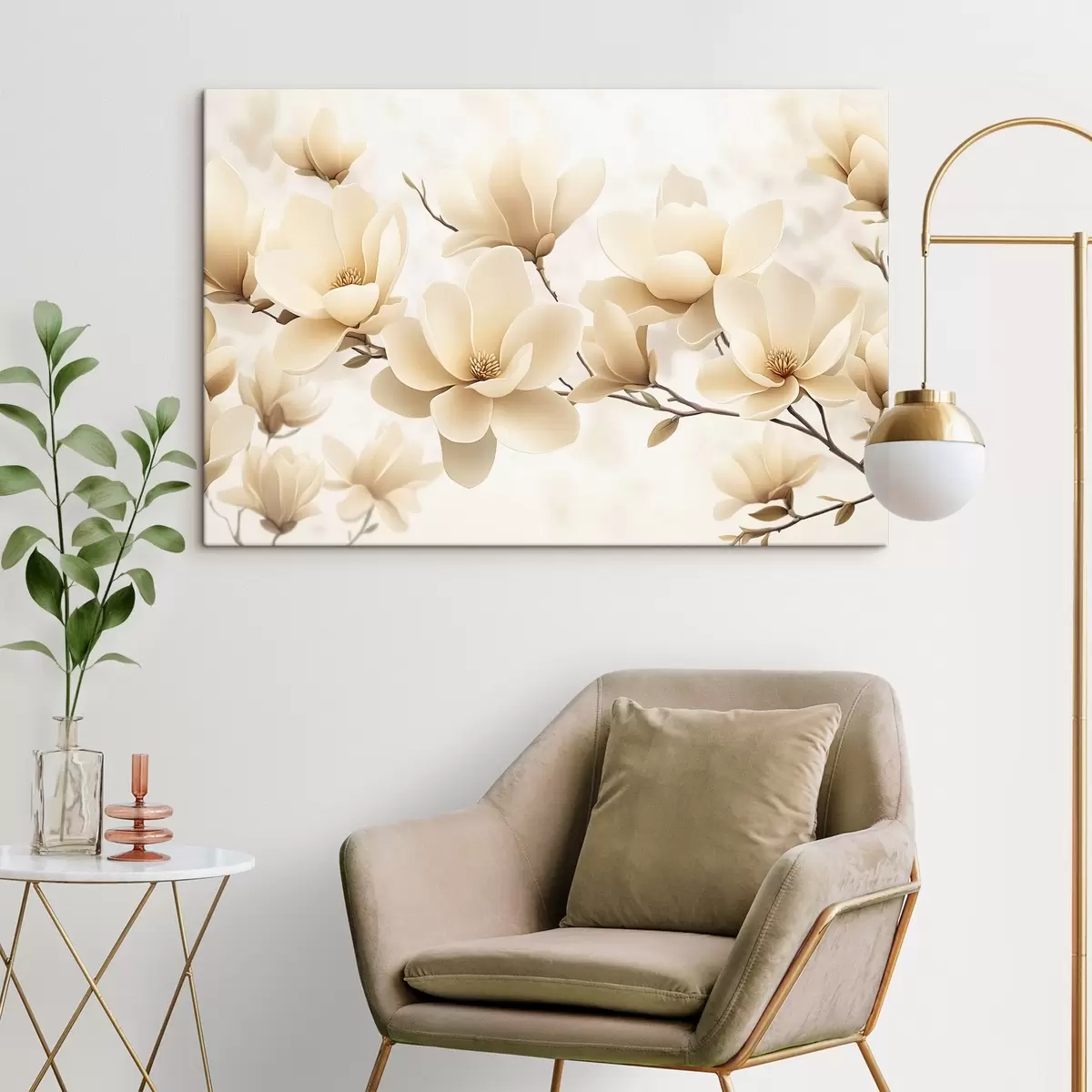 murales de pared Rama de magnolia blanca s43311