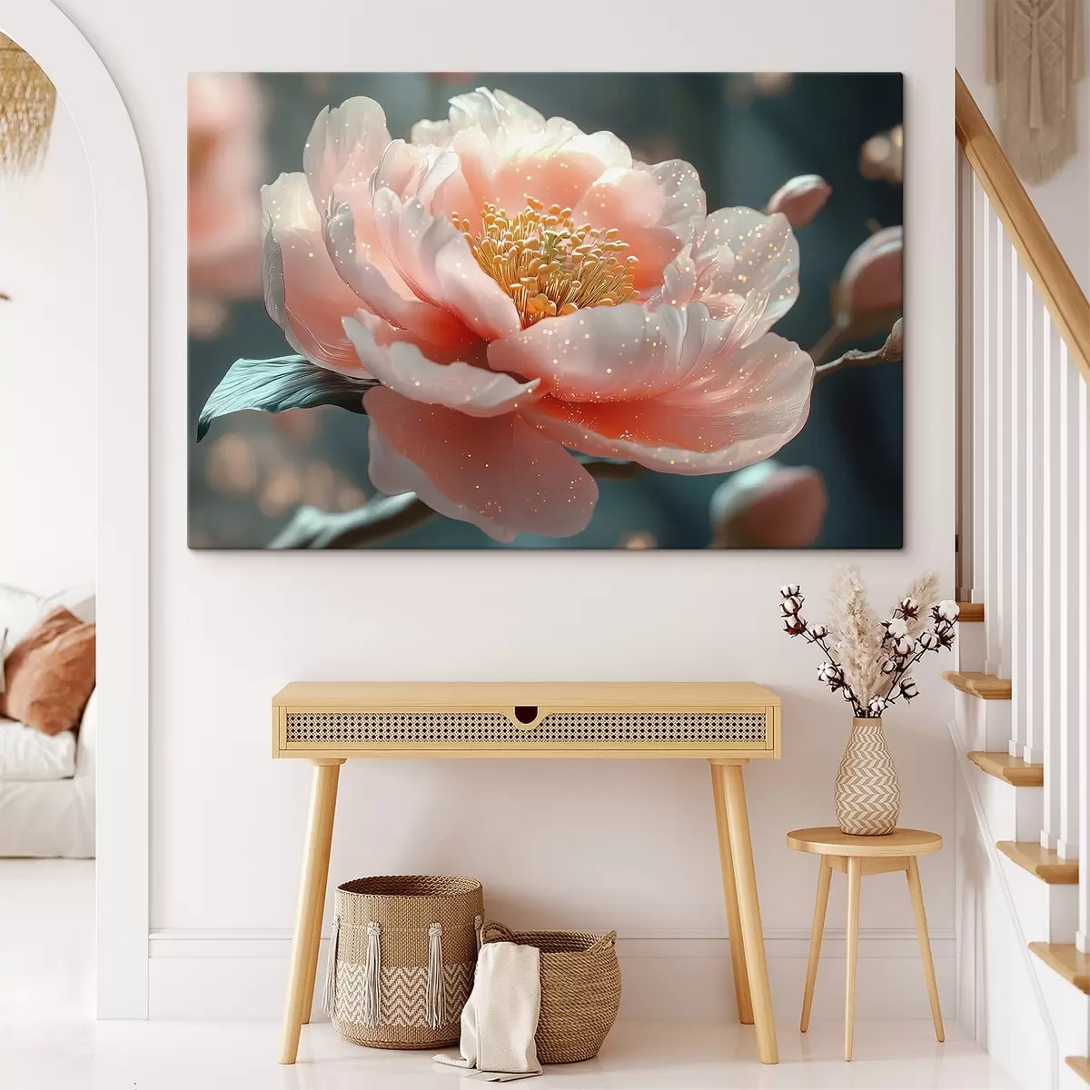 murales de pared Delicada flor en una rama con rayos de sol s43326