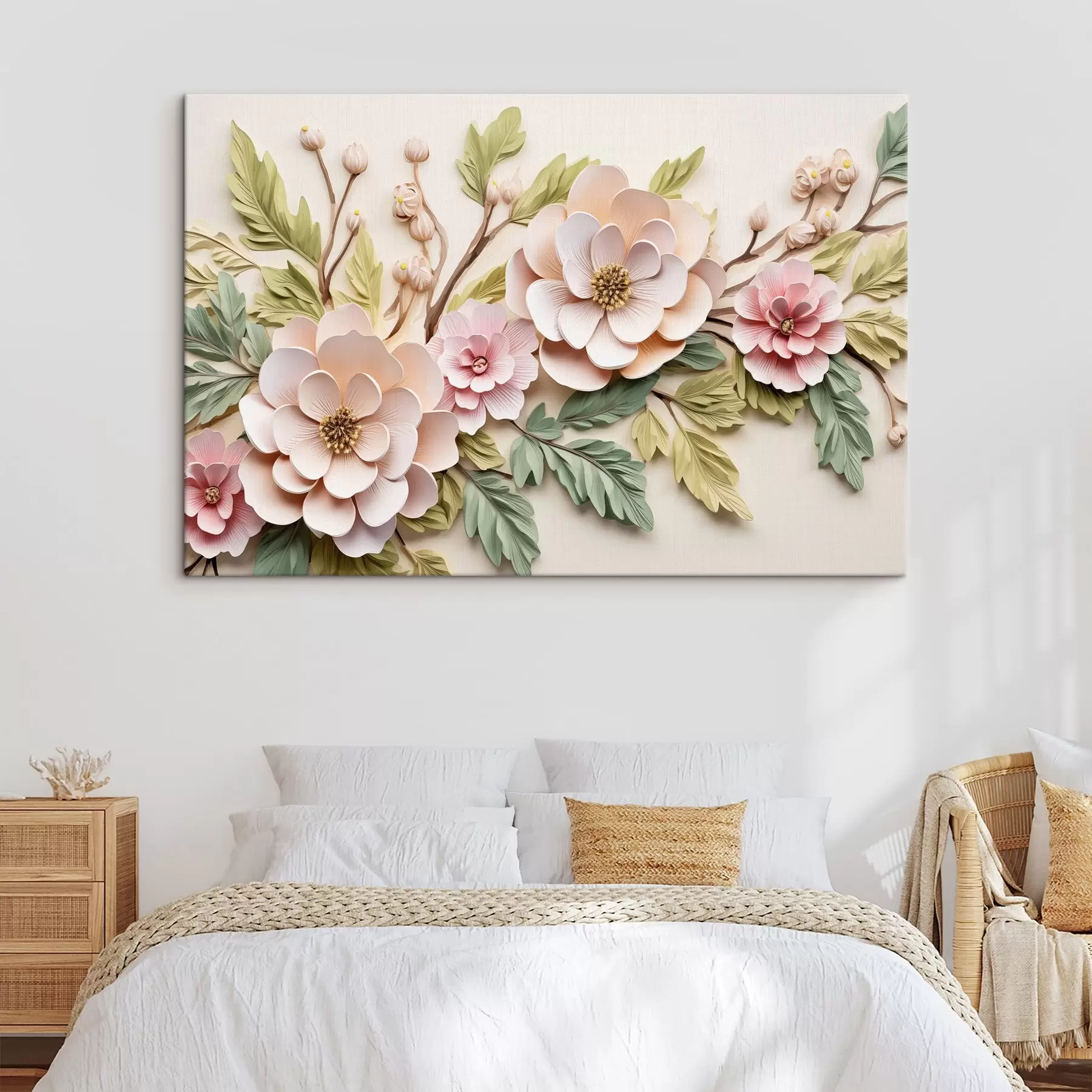 murales de pared Grandes ramos de flores, imitación de molduras s43333