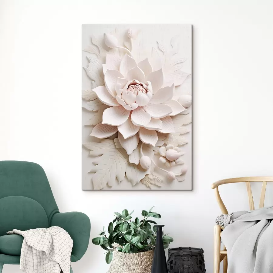 murales de pared Gran flor de loto en bajorrelieve s43335