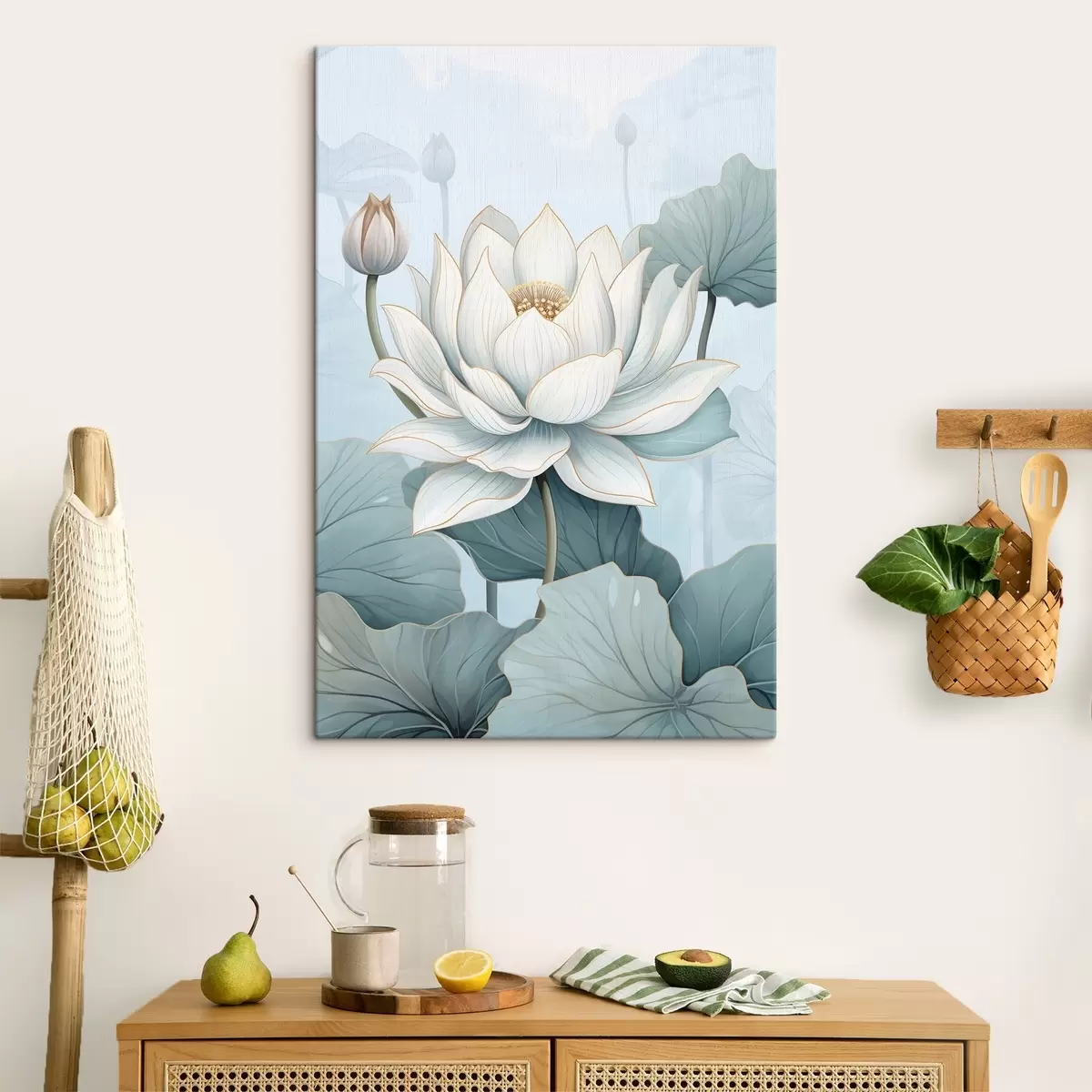 murales de pared Flores de loto, imitación de acuarela s43340