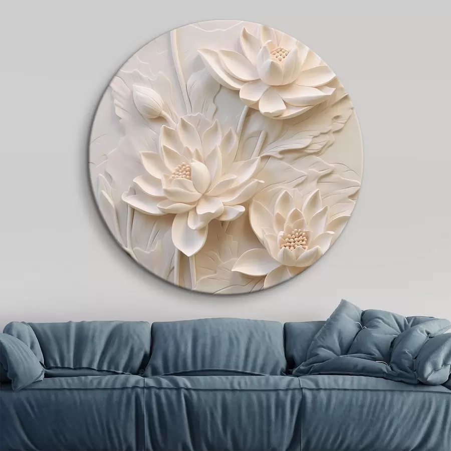 murales de pared Moldura blanca, imitación, flores r43334