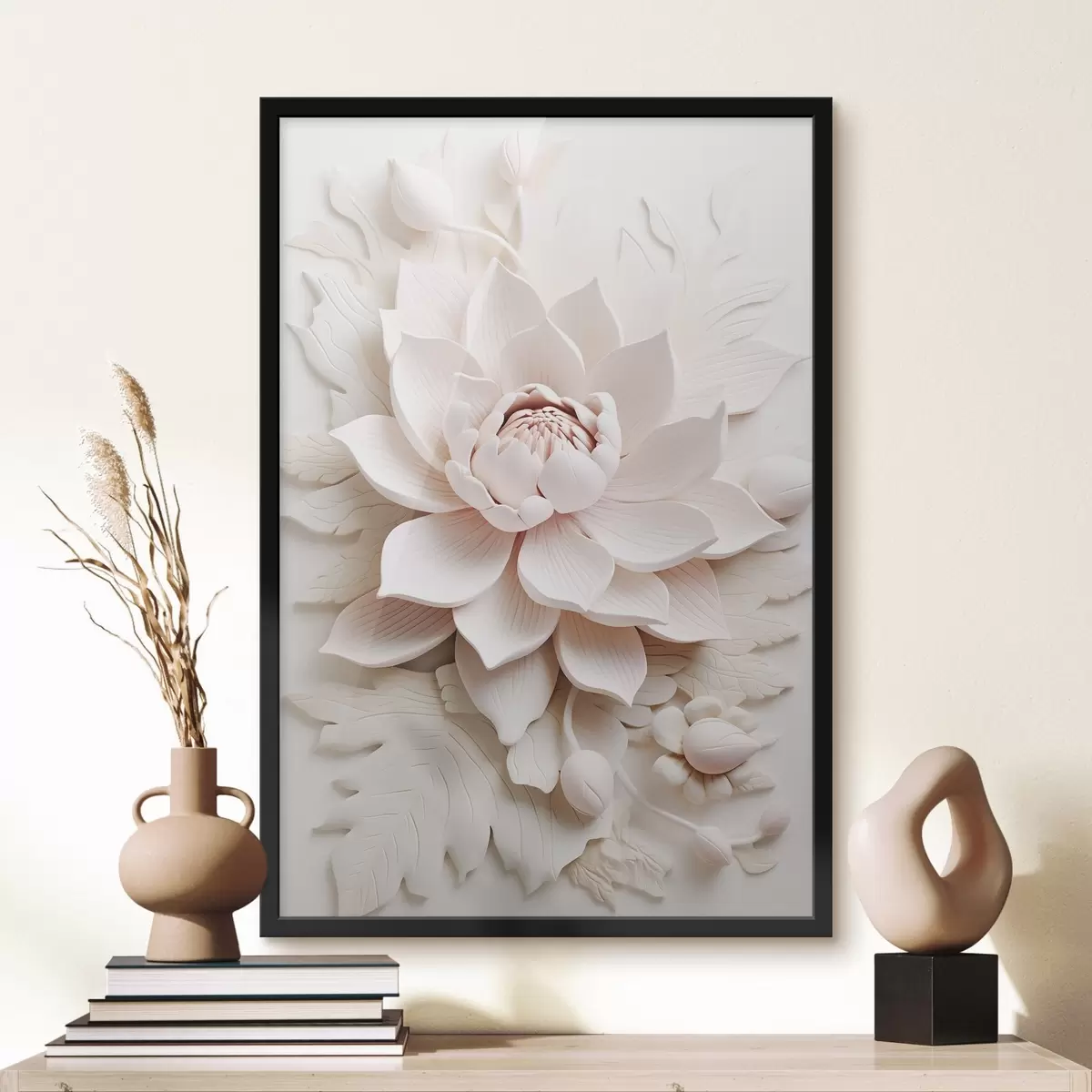 Poster Gran flor de loto en bajorrelieve f43335