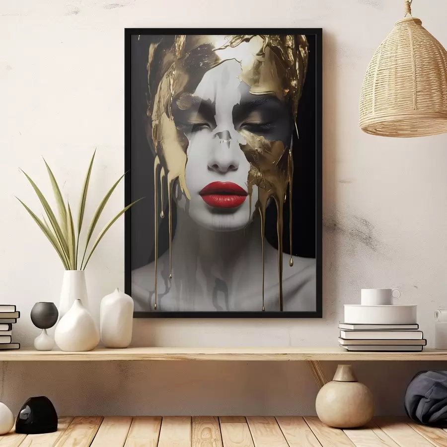 murales de pared Gente, chica con labios rojos f43336