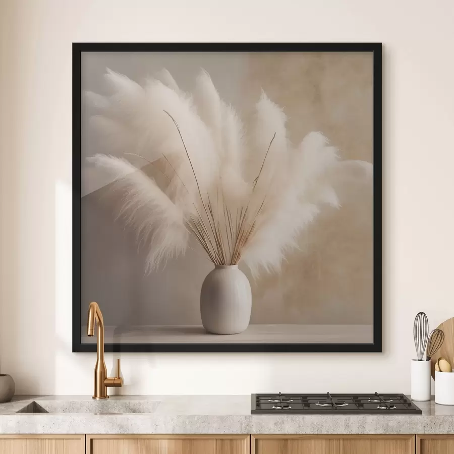 murales de pared Ramas esponjosas de juncos en un jarrón sobre la mesa f43338