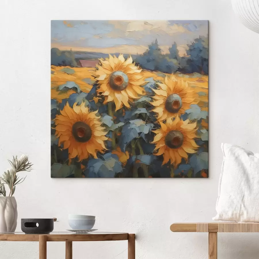 murales de pared Pintura imitación girasoles s43359