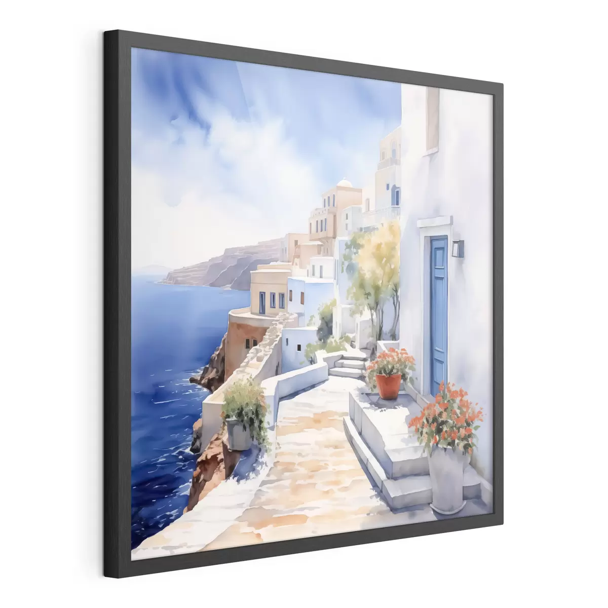 Poster Casas blancas, puertas azules f43346