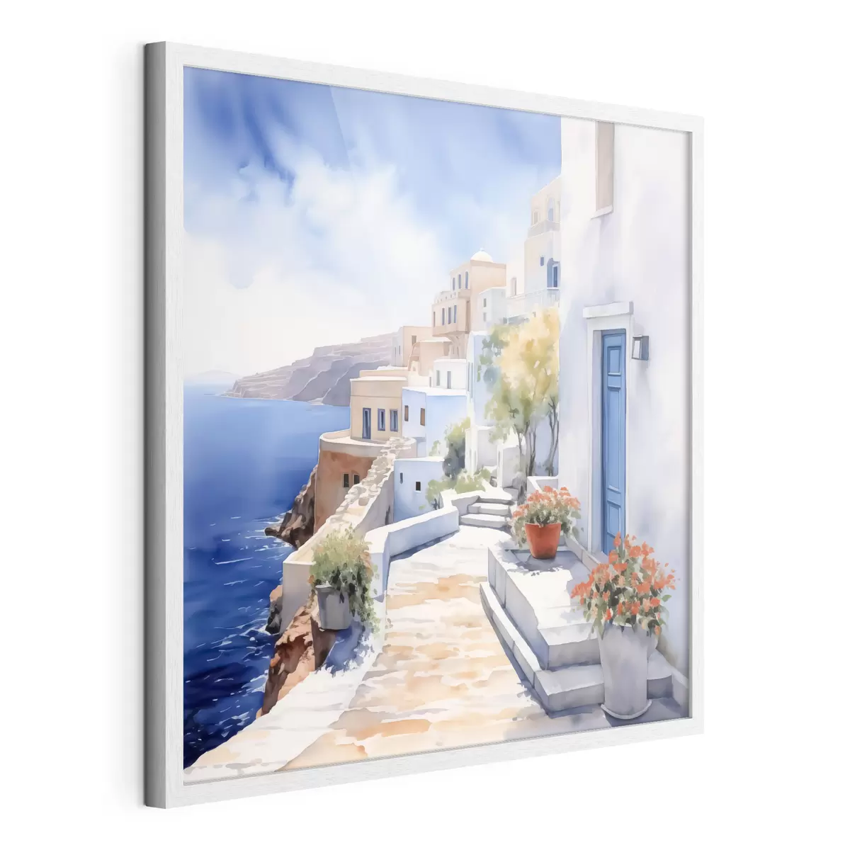 Poster Casas blancas, puertas azules f43346