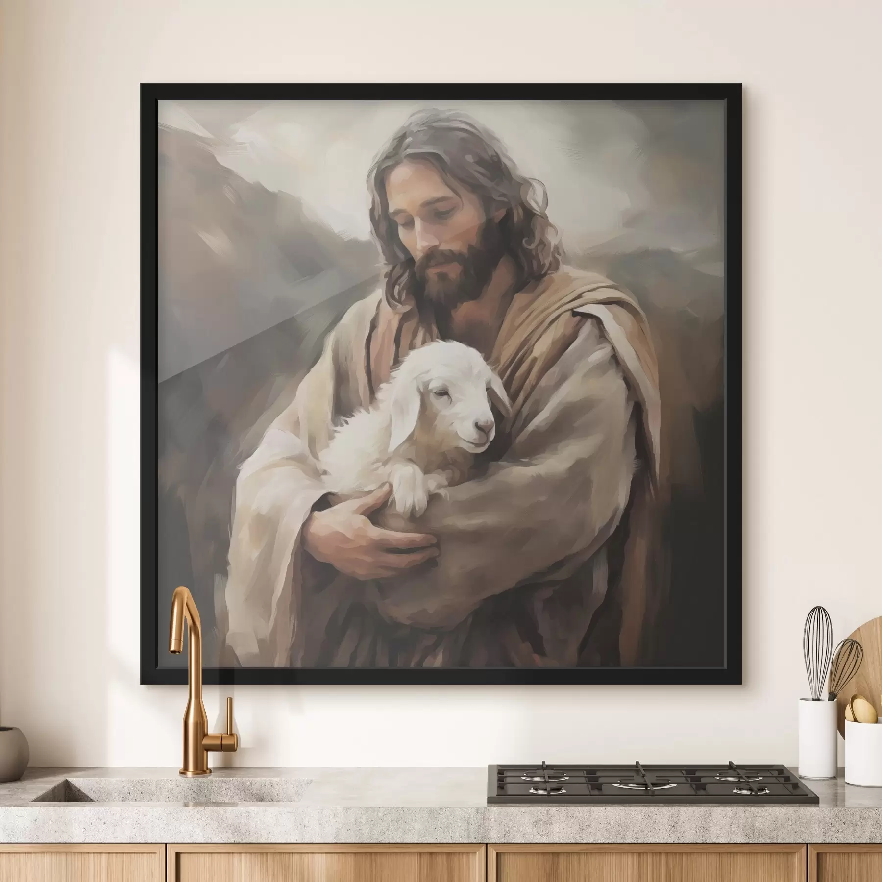 murales de pared Jesús con el cordero f43356