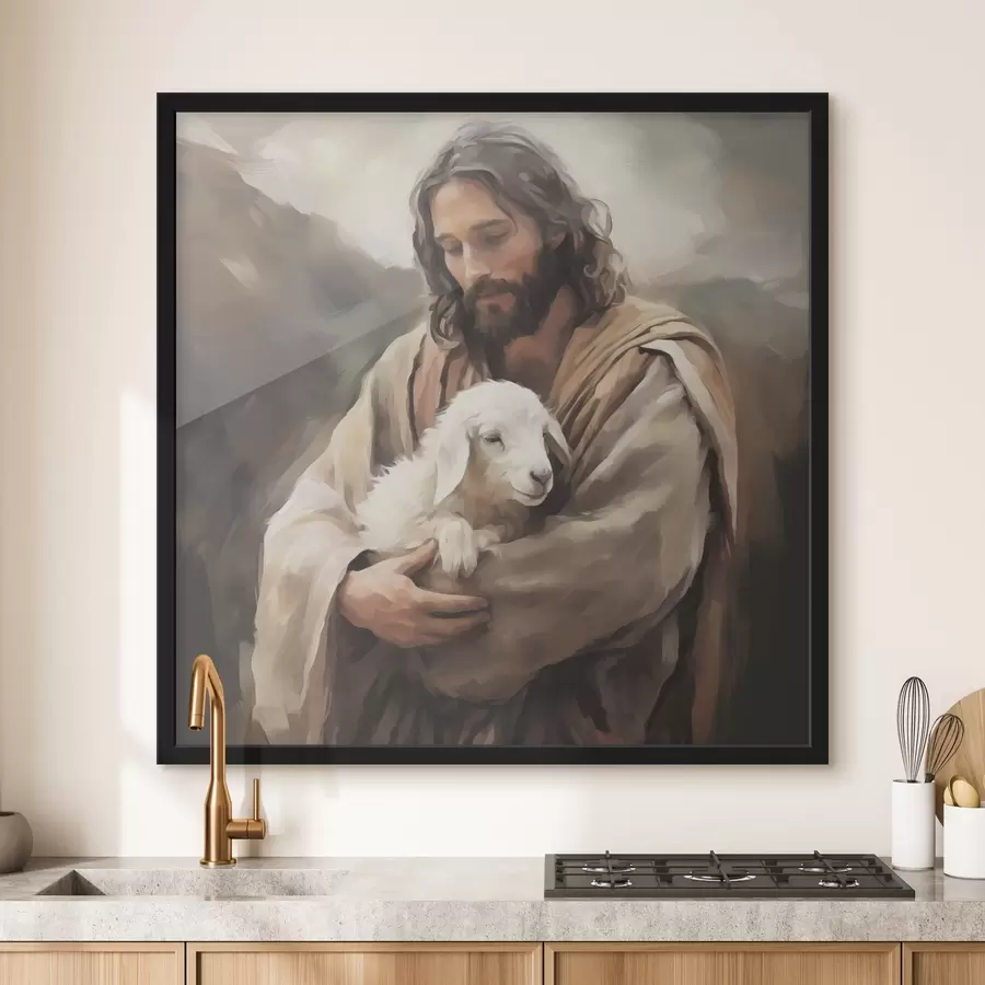 murales de pared Jesús con el cordero f43356