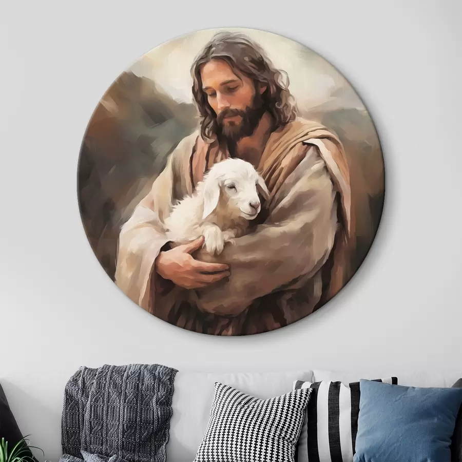 murales de pared Jesús con el cordero r43356