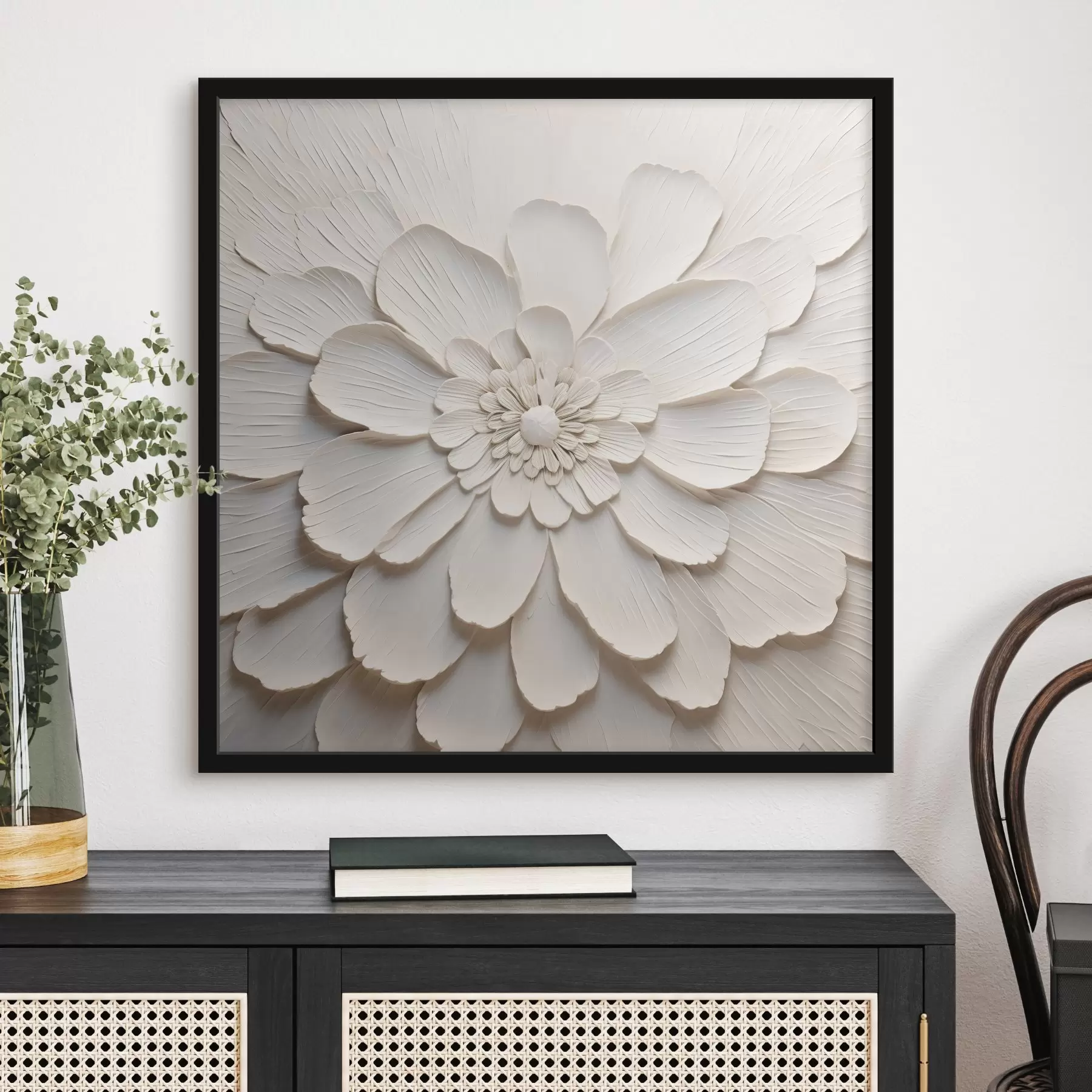 murales de pared Gran flor blanca con pétalos voluminosos f43364