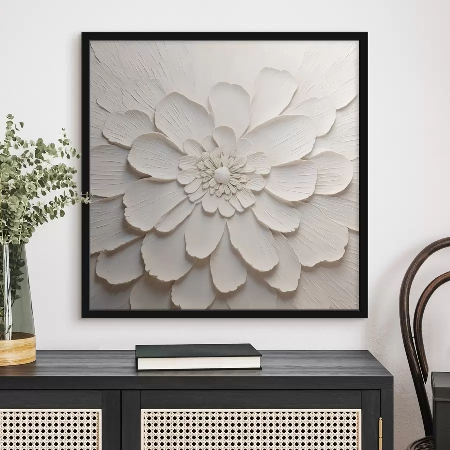 murales de pared Gran flor blanca con pétalos voluminosos f43364