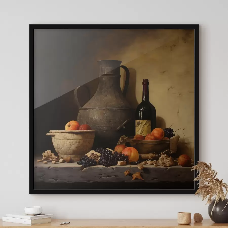 murales de pared Bodegón clásico con iluminación cálida f43369