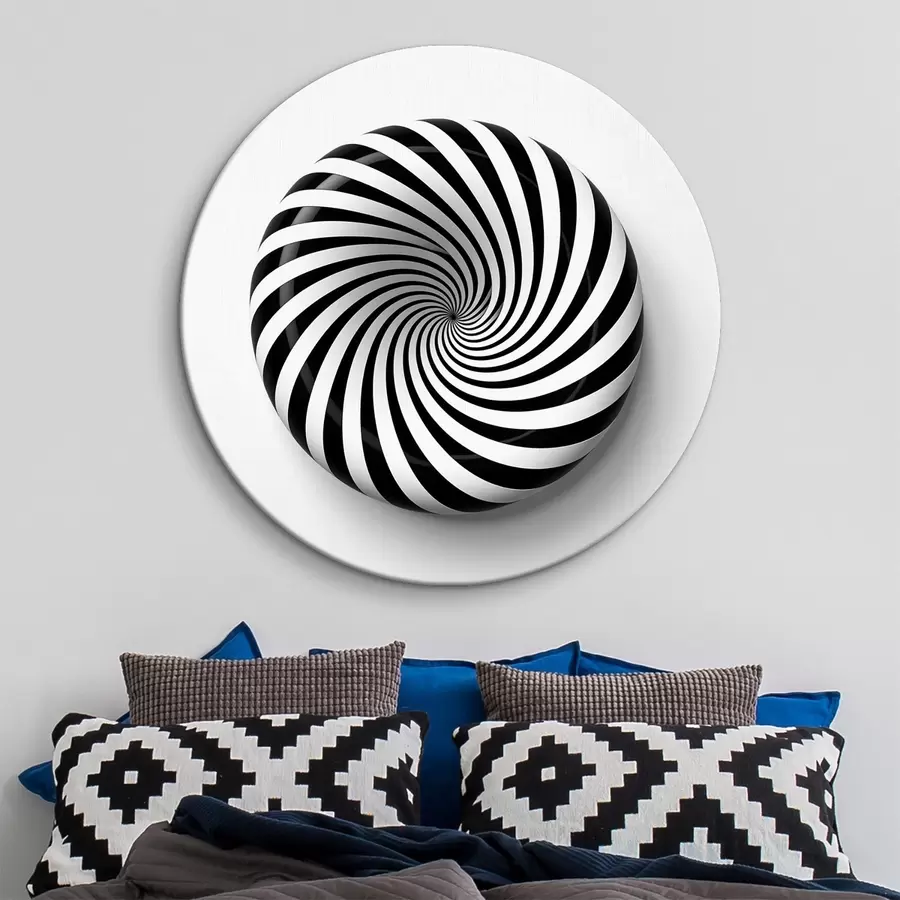 murales de pared Gráfico geométrico arremolinado, gráficos negros sobre fondo blanco r43376