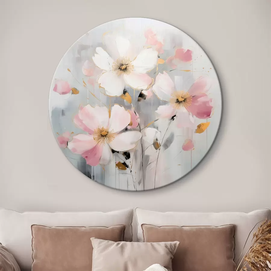 murales de pared Flores en tonos suaves con grandes pinceladas en estilo pictórico r43380