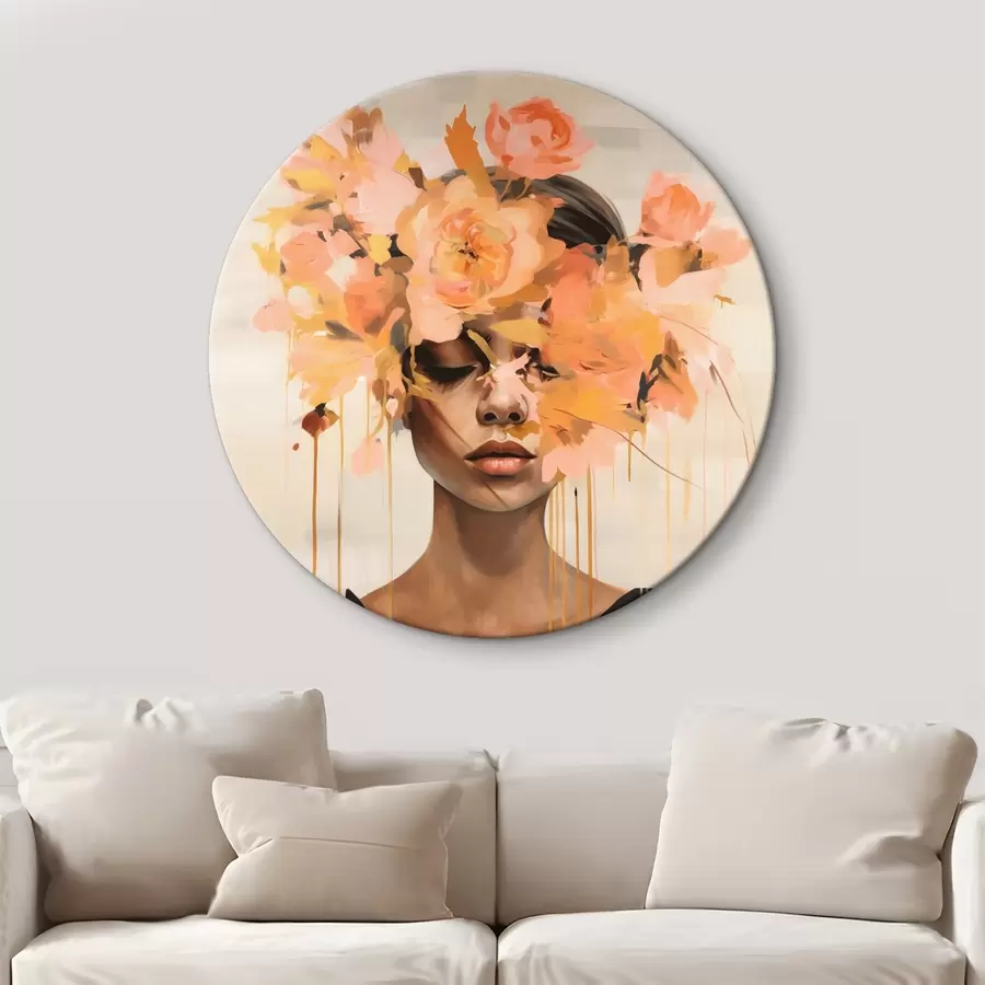 murales de pared Niña con pintura en la cara y flores en la cabeza r43382