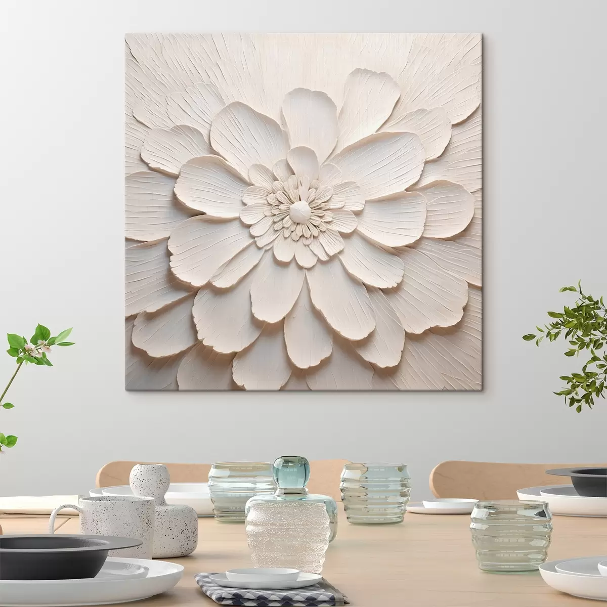 murales de pared Gran flor blanca con pétalos voluminosos s43364