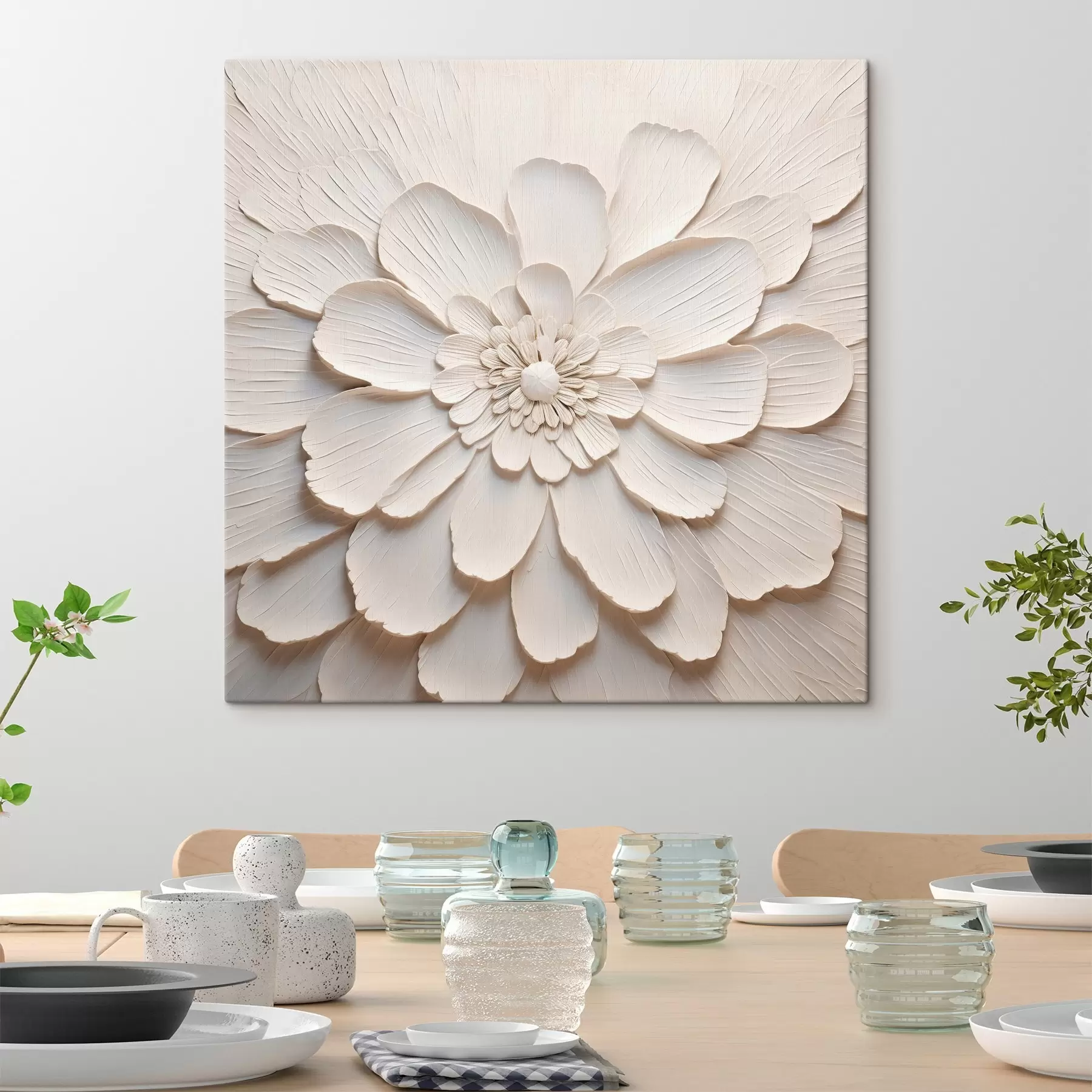 murales de pared Gran flor blanca con pétalos voluminosos s43364