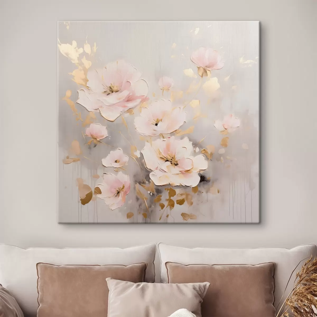 murales de pared Flores rosas elegantes en estilo pictórico s43372