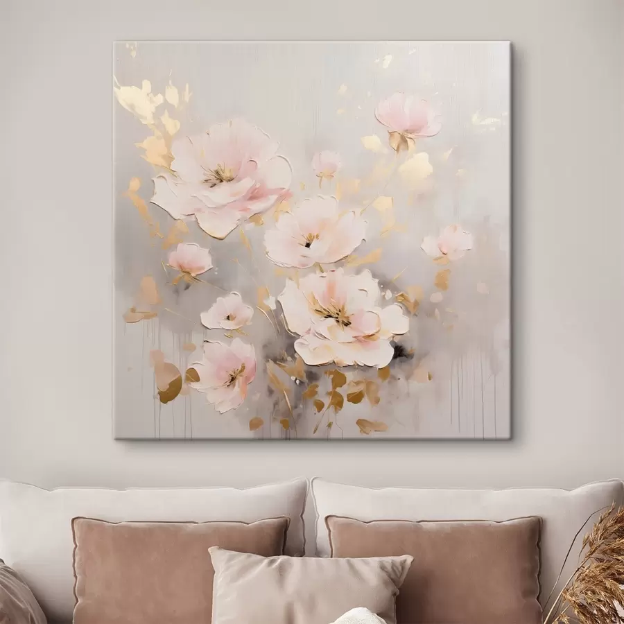 murales de pared Flores rosas elegantes en estilo pictórico s43372