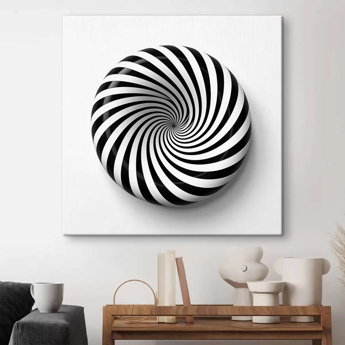 murales de pared Gráfico geométrico arremolinado, gráficos negros sobre fondo blanco s43376