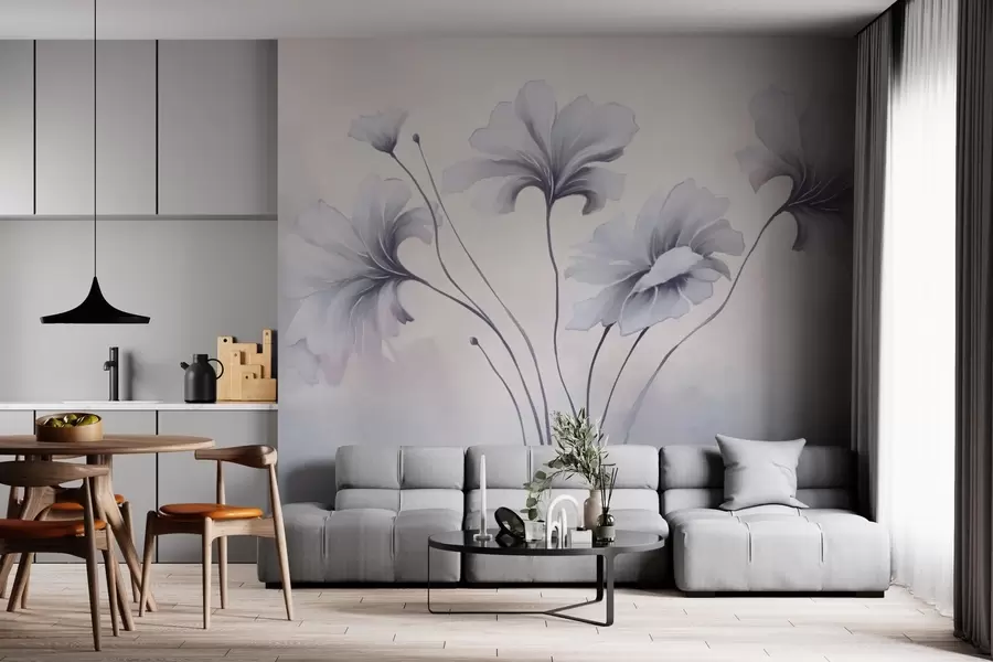 murales de pared Flores de moda sobre fondo de niebla w03438