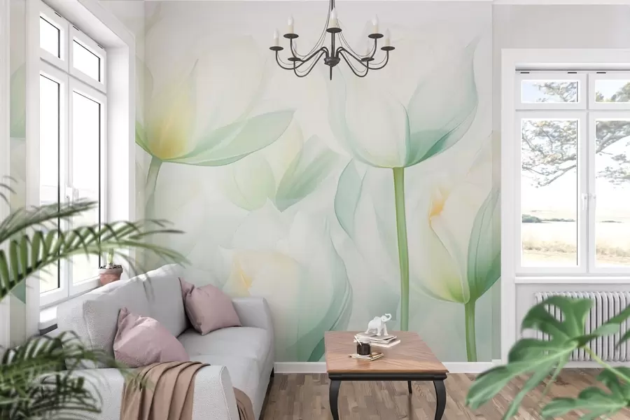 murales de pared Delicados tulipanes verdes w03442