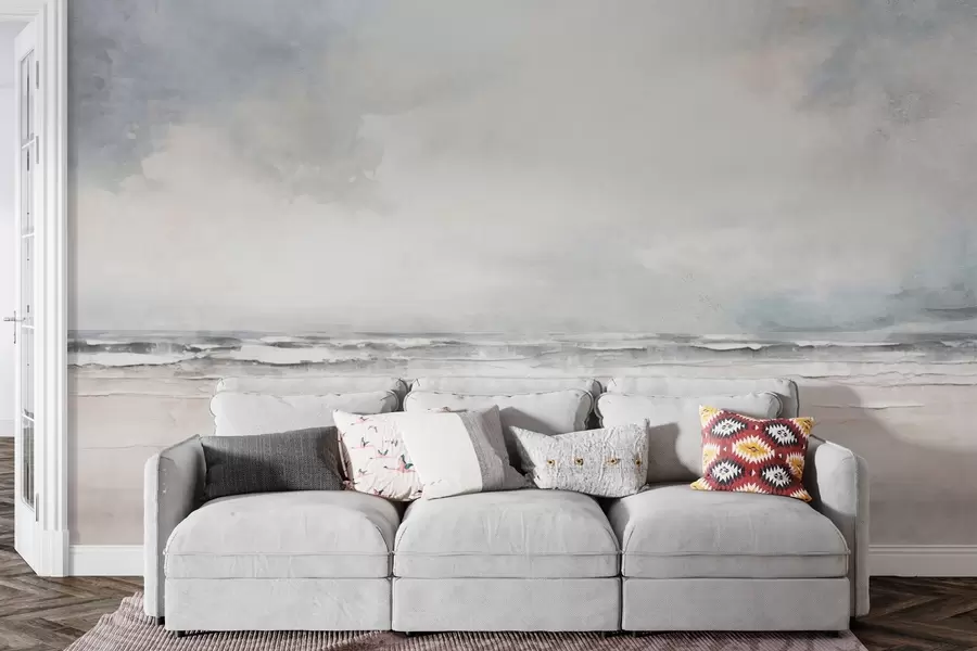 murales de pared Horizonte abstracto de cielo y mar encontrándose w03441