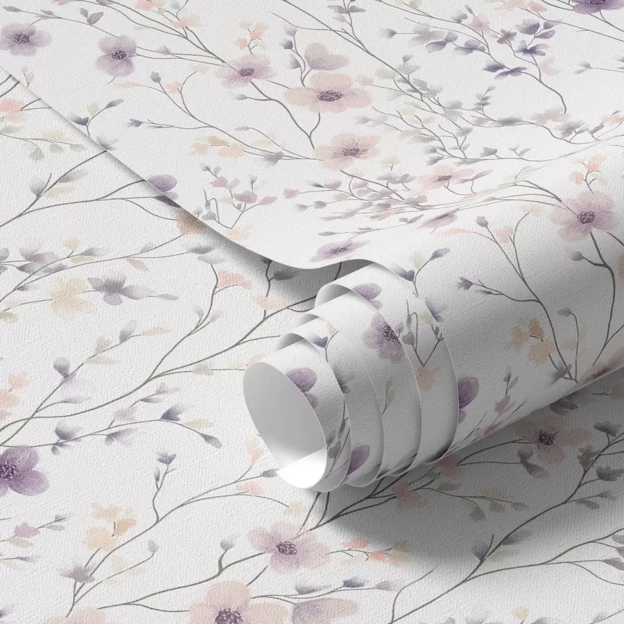 murales de pared Pequeñas flores silvestres de tallos finos sobre fondo claro a00003