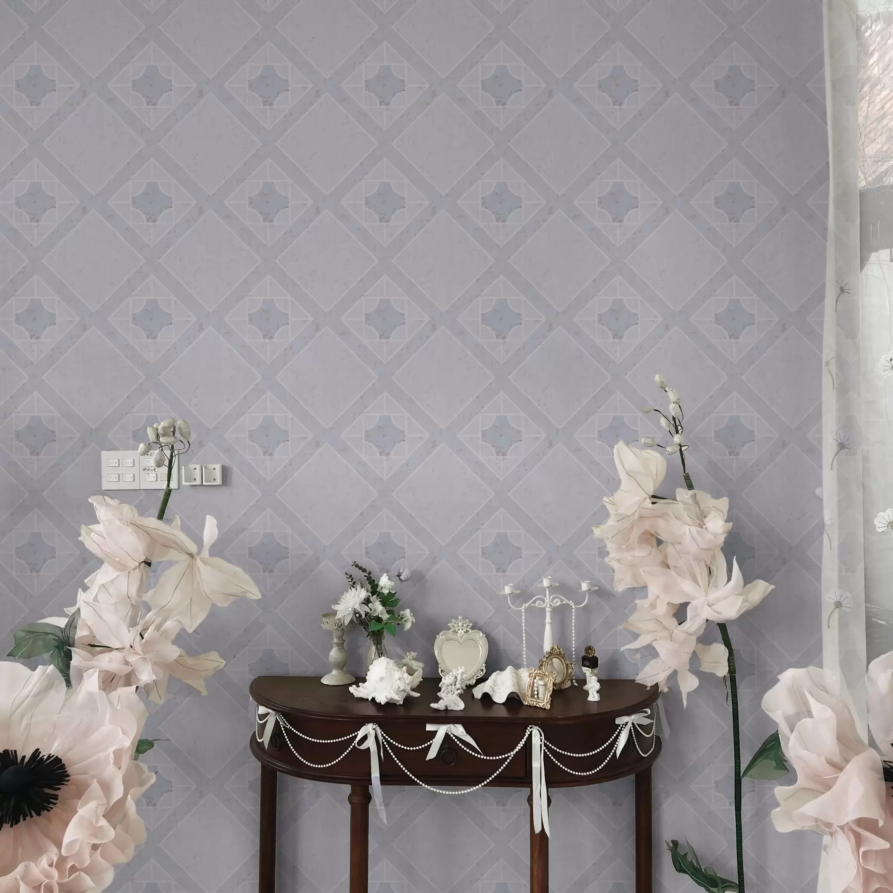 murales de pared Rombos blancos sobre fondo azul a00010