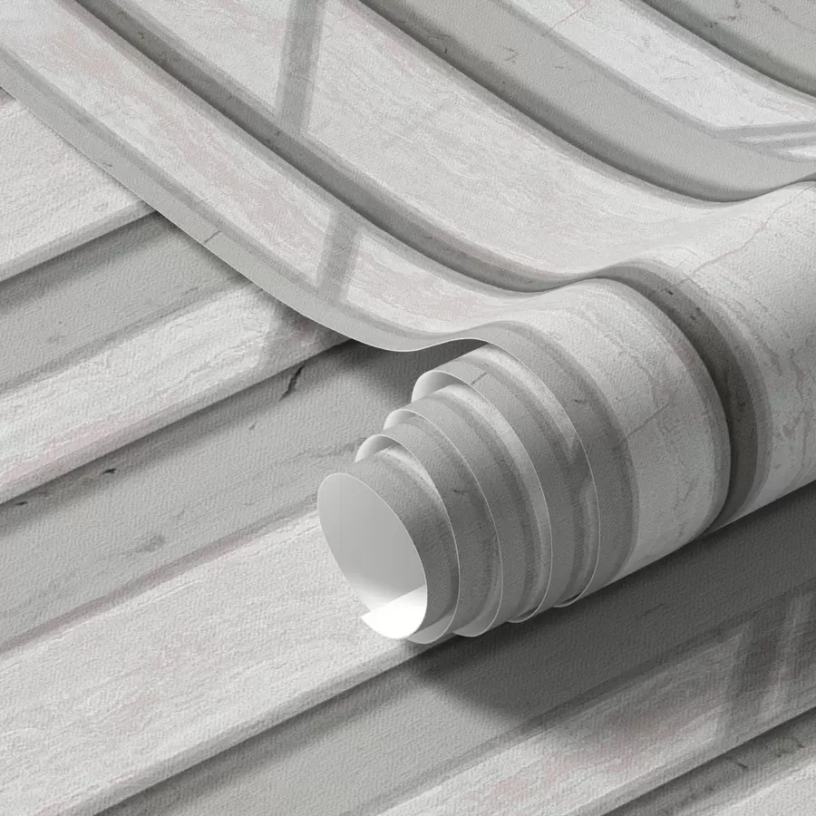 murales de pared Efecto panel de madera en color gris claro a00055