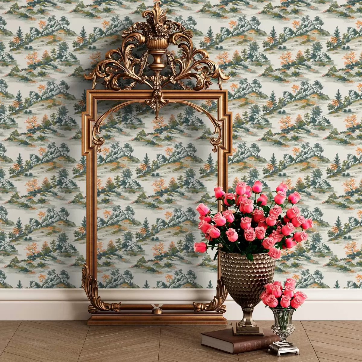 Papel pintado Árboles en salientes montañosos con piedras a00090