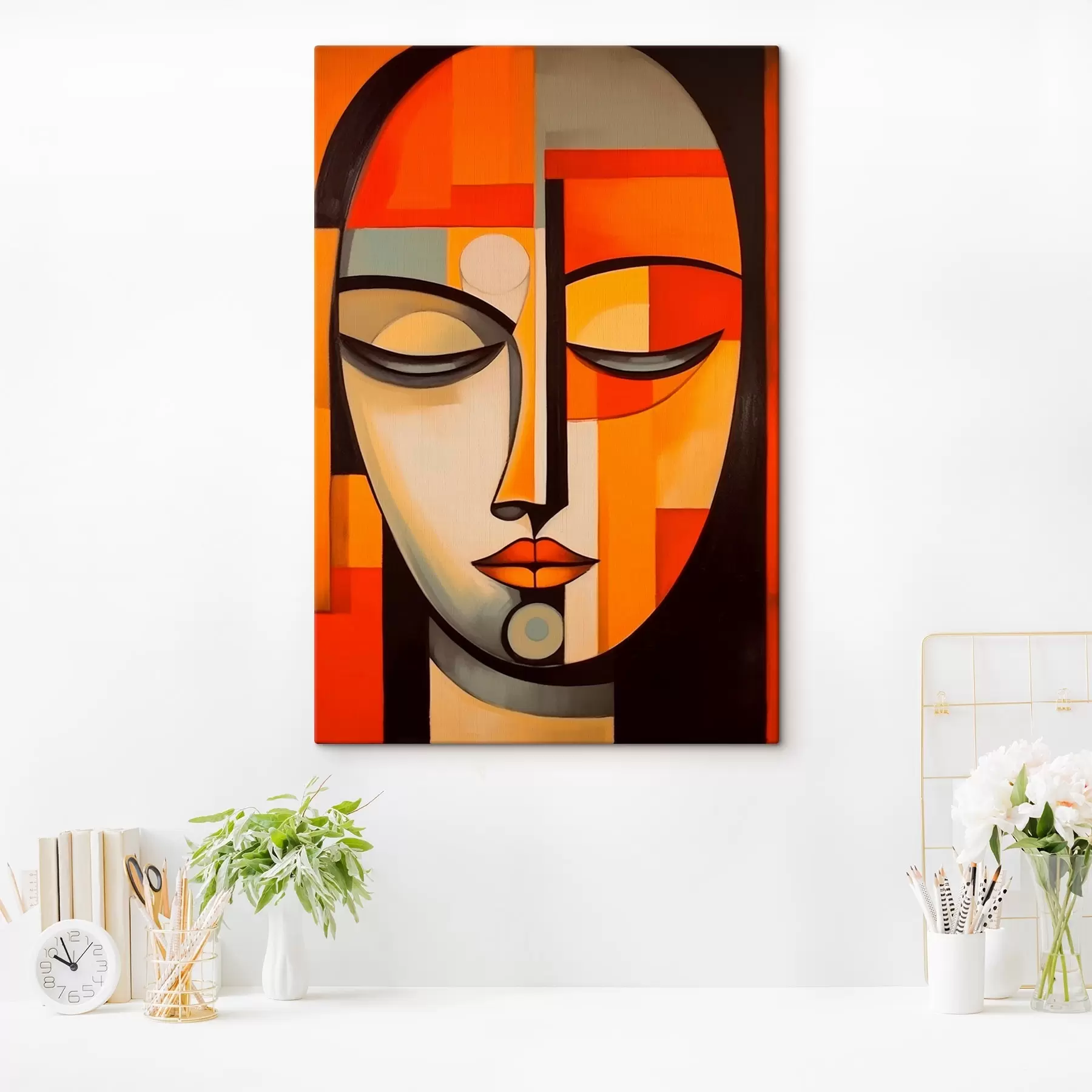 murales de pared Retrato geométrico de estilo modernista s43412