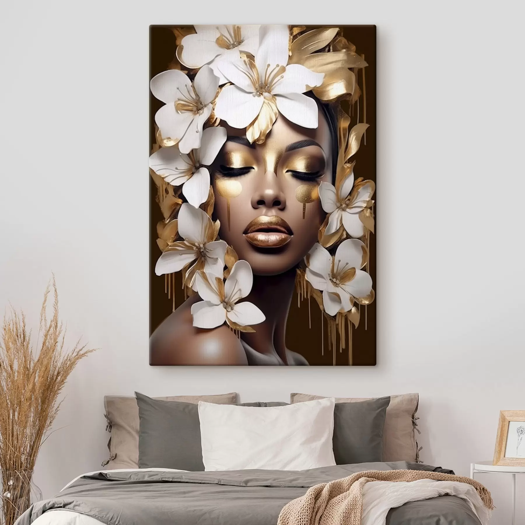 murales de pared Retrato femenino con elementos florales s43417