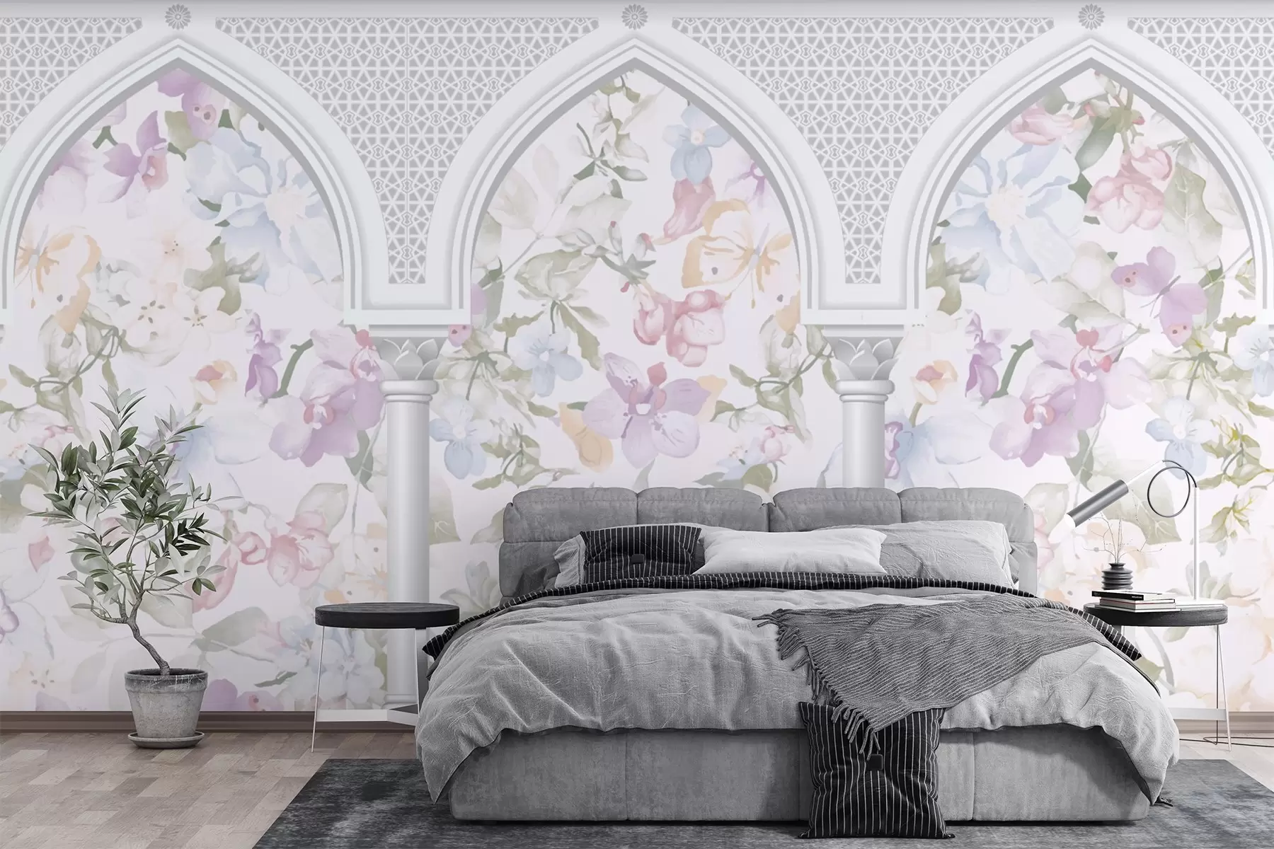 murales de pared Flores detrás del arco w03480