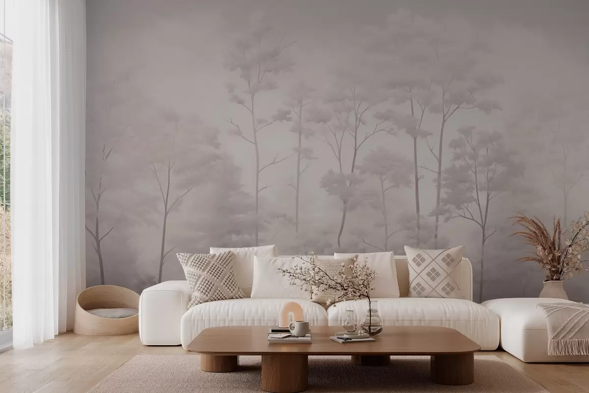 murales de pared Bosque de moda en delicados colores pastel claros w03525