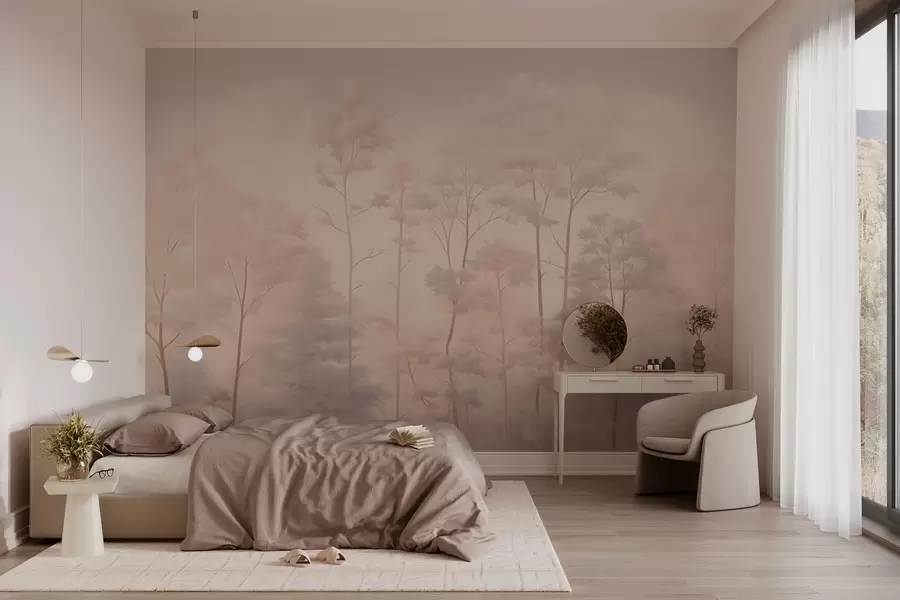 murales de pared Bosque de moda en suaves colores pastel w03525v1