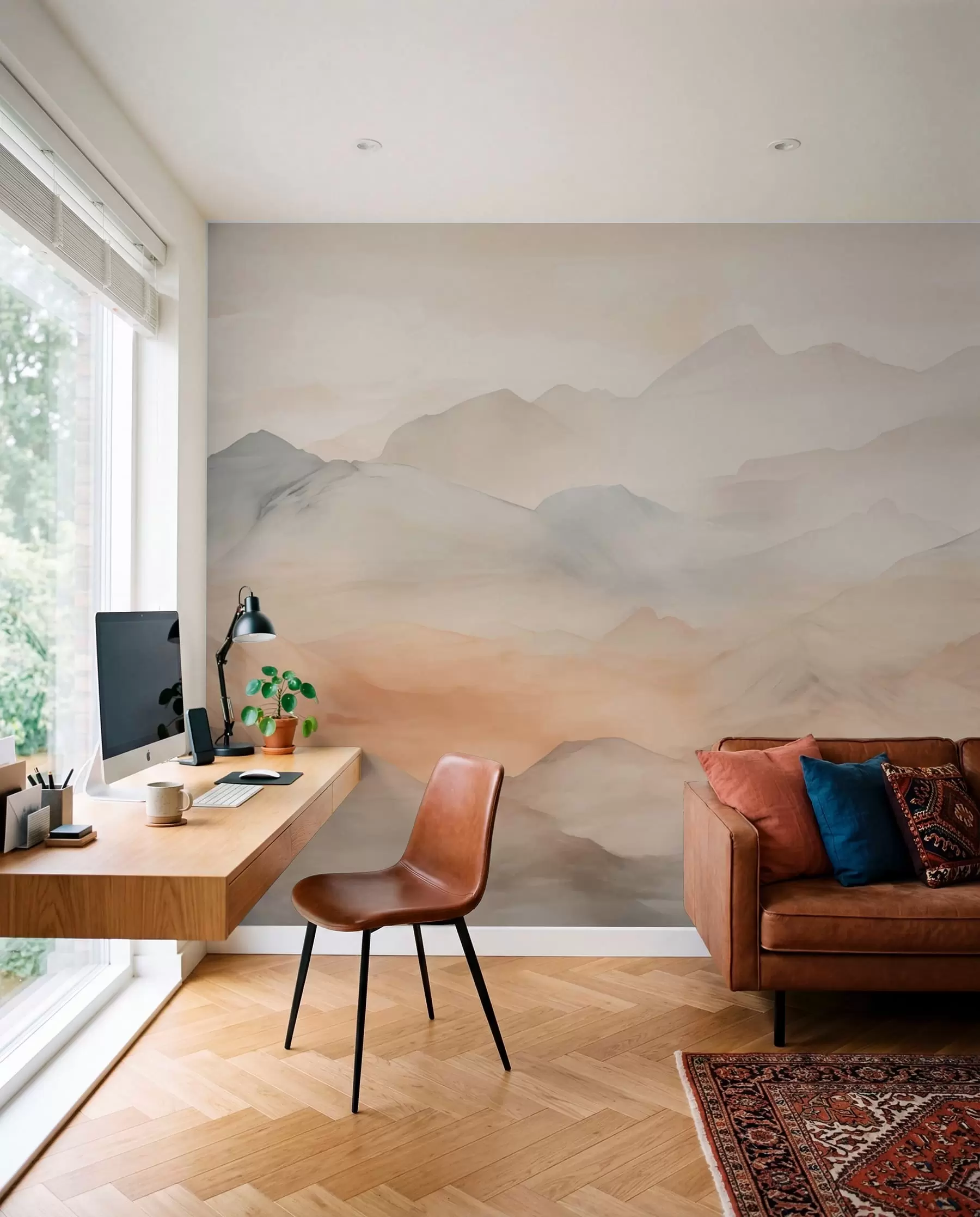 murales de pared Capas de montañas en crema w03535