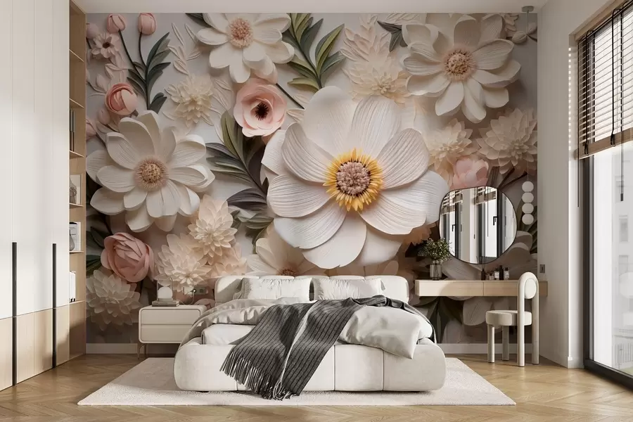 murales de pared composición floral en 3D w08936