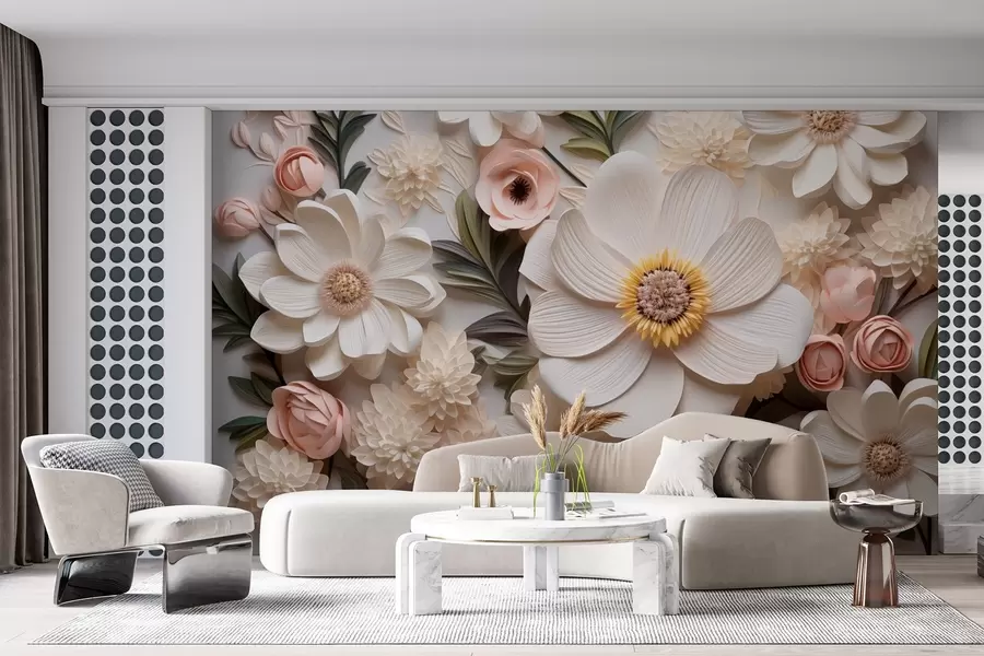 murales de pared composición floral en 3D w08936