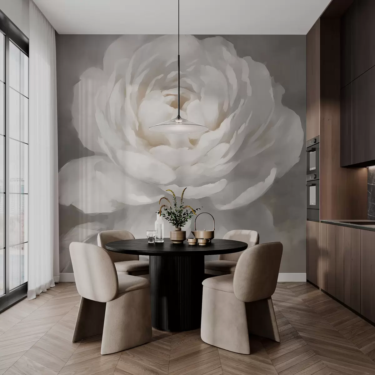 murales de pared Gran flor blanca w03486