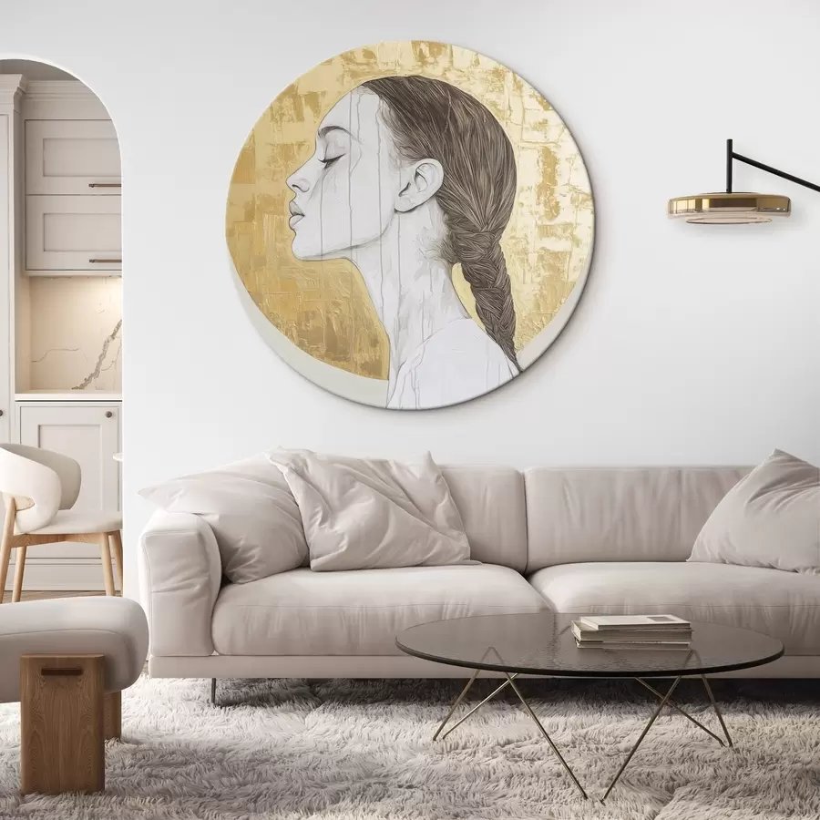 murales de pared Retrato de mujer, minimalismo, estilo acrílico, colores beige r43504