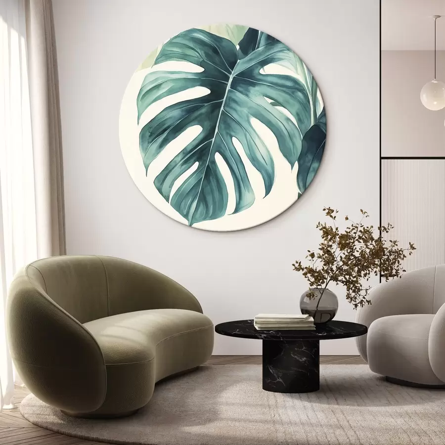 murales de pared Hojas de palmera Monstera, estilo acuarela, floral, tropical r43507