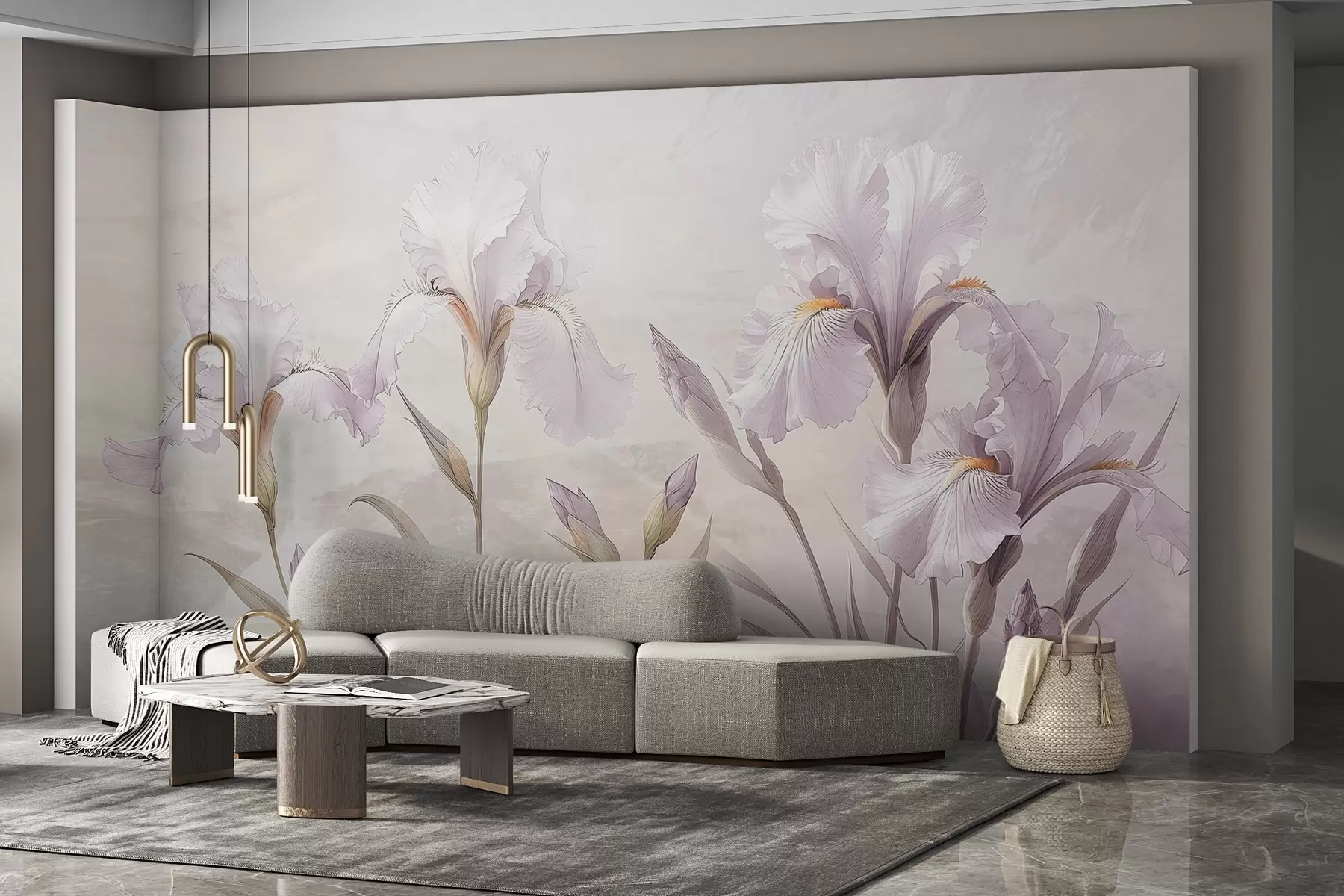 murales de pared Delicados iris dibujándose en la pared w03556