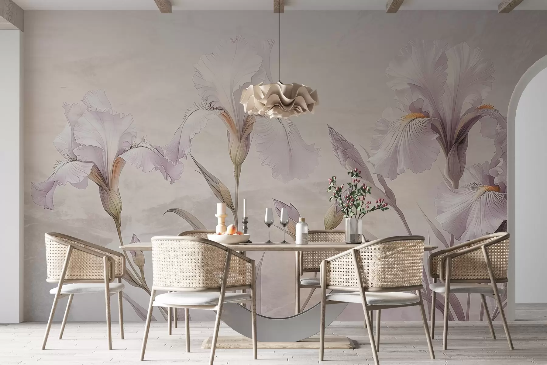 murales de pared Delicados iris dibujándose en la pared w03556